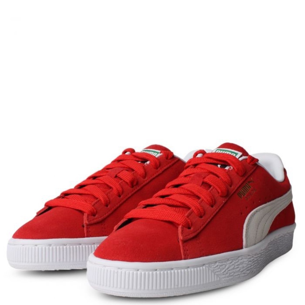 Puma Red and White Suede Sneakers